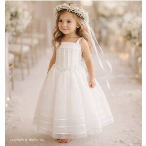 White Flower Girl Dress Formal Special Occasion Princess Gown RARE ITEM UNIQUE